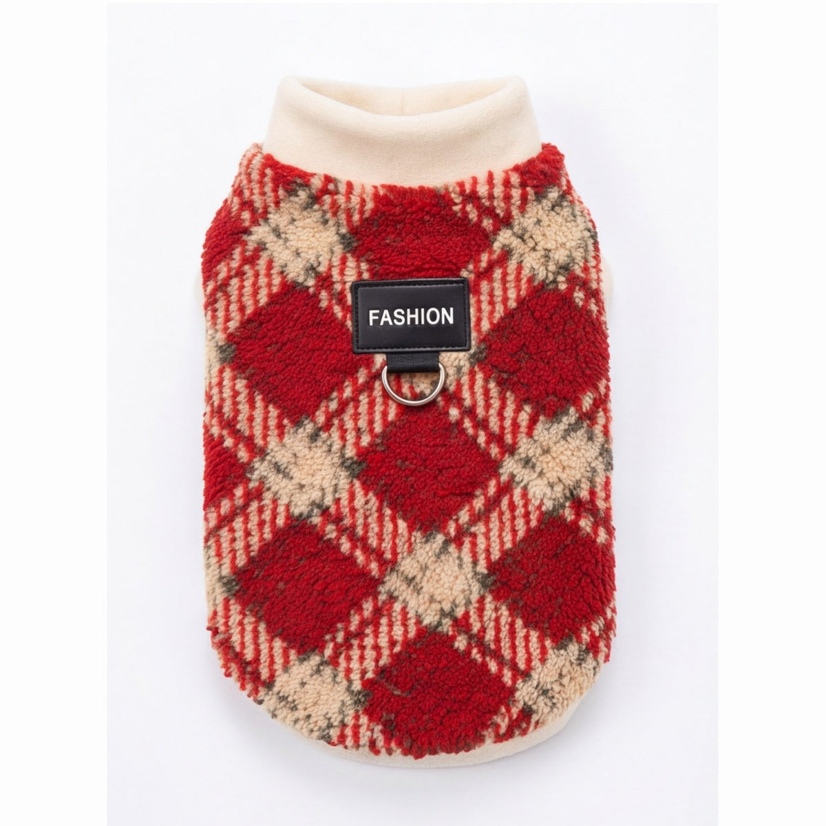 Gilet a quadri rossi visto dal dorso